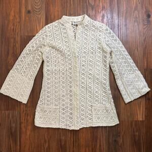 Vintage 1970s Teddi of California Tunic Crochet Style Jacket Size S